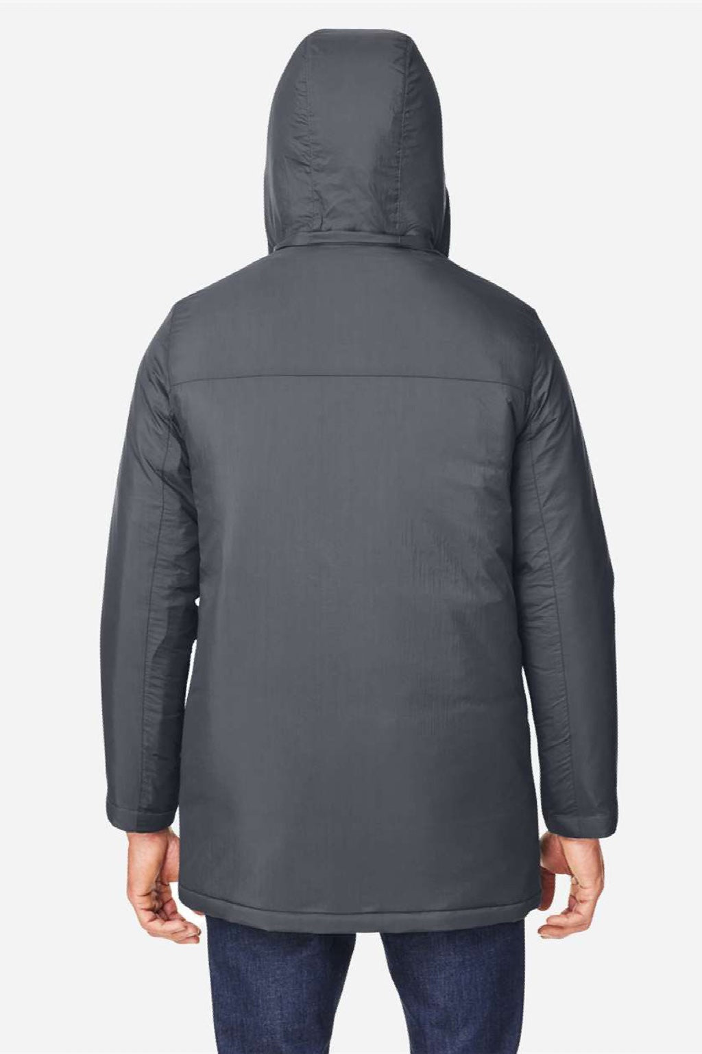 Core 365 CE725 Mens Inspire 3-in-1 Insulated Full Zip Hooded Jacket Carbon Grey/Black Model Back