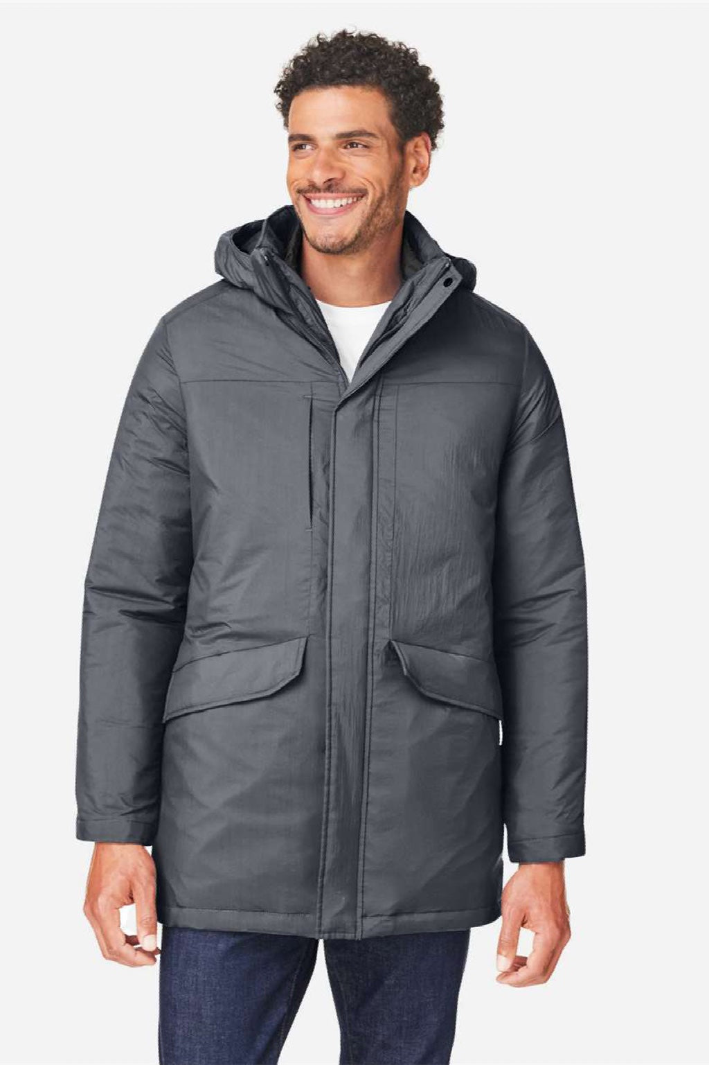 Core 365 CE725 Mens Inspire 3-in-1 Insulated Full Zip Hooded Jacket Carbon Grey/Black Model Front