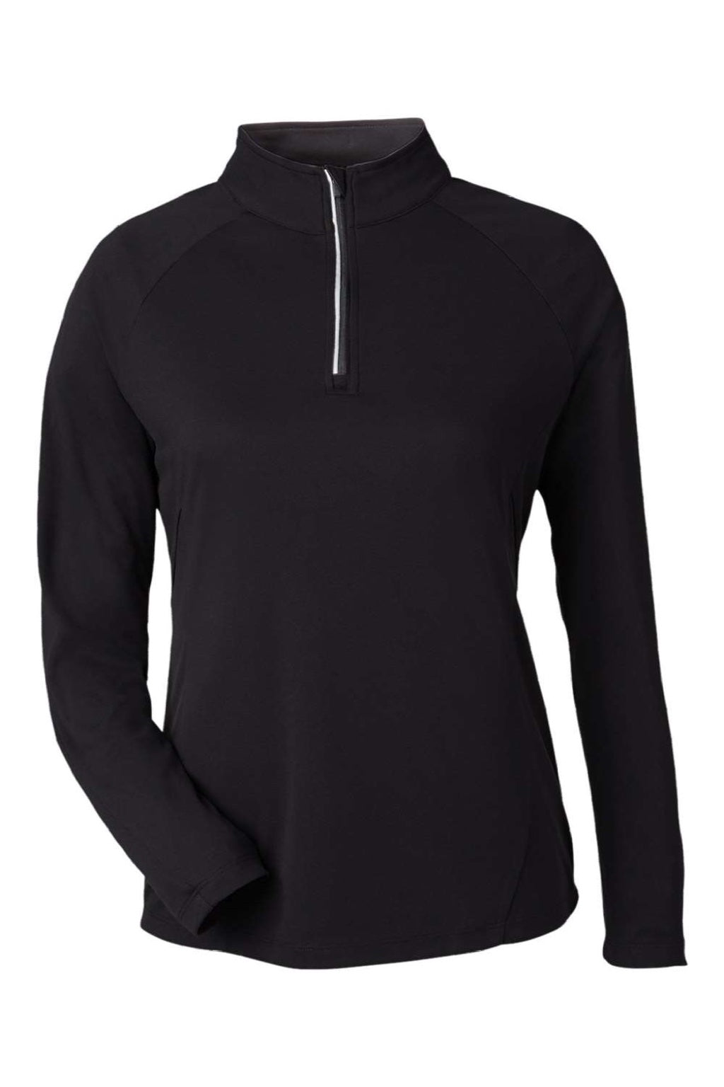 Core 365 CE418W Womens Origin Performance Pique 1/4 Zip Sweatshirt Black/Carbon Grey Flat Front