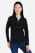 Core 365 CE418W Womens Origin Performance Pique 1/4 Zip Sweatshirt Black/Carbon Grey Model Front
