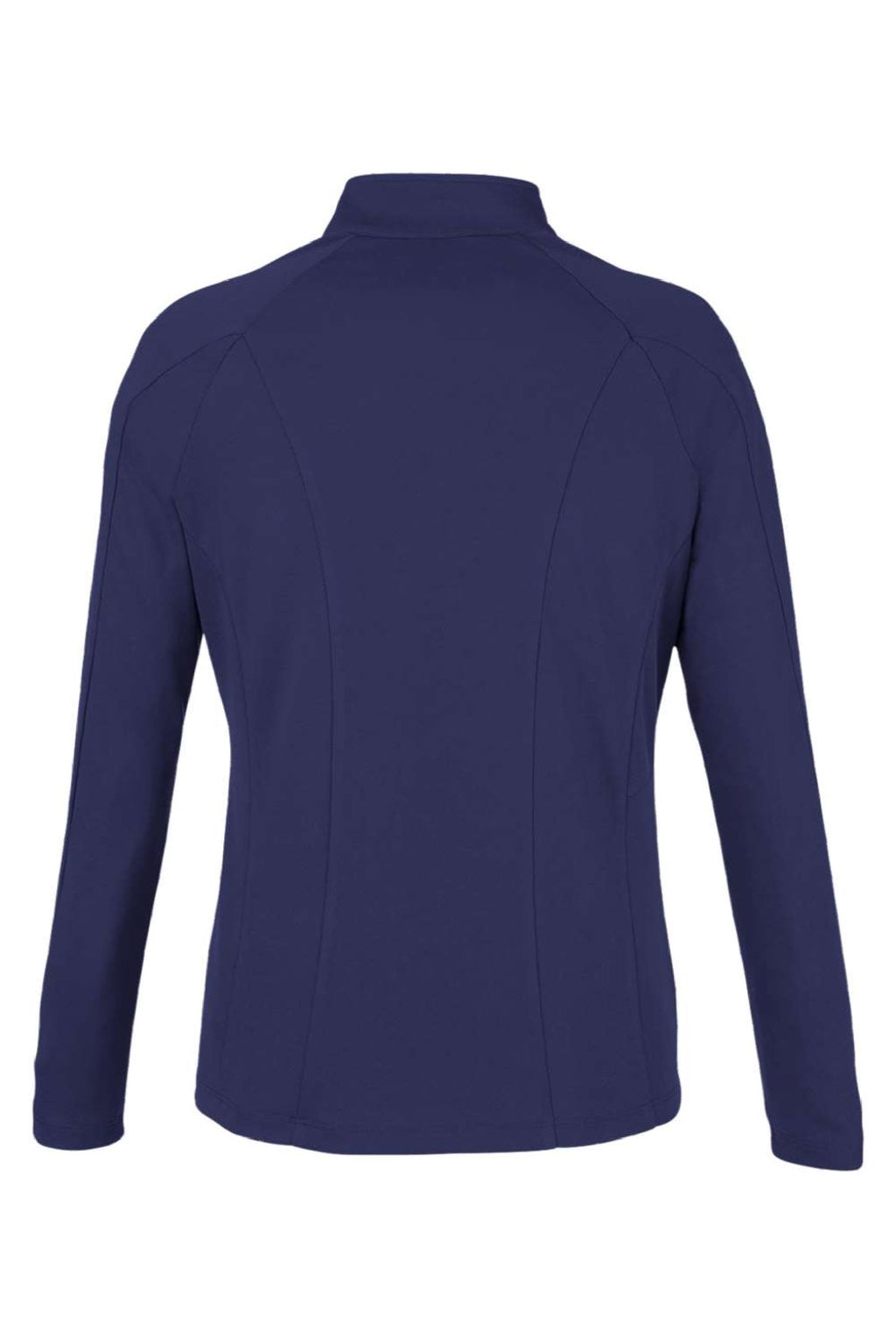 Core 365 CE418W Womens Origin Performance Pique 1/4 Zip Sweatshirt Heather Classic Navy Blue/Carbon Grey Flat Back