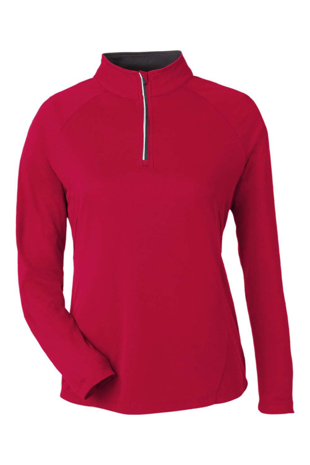 Core 365 CE418W Womens Origin Performance Pique 1/4 Zip Sweatshirt Classic Red/Carbon Grey Flat Front