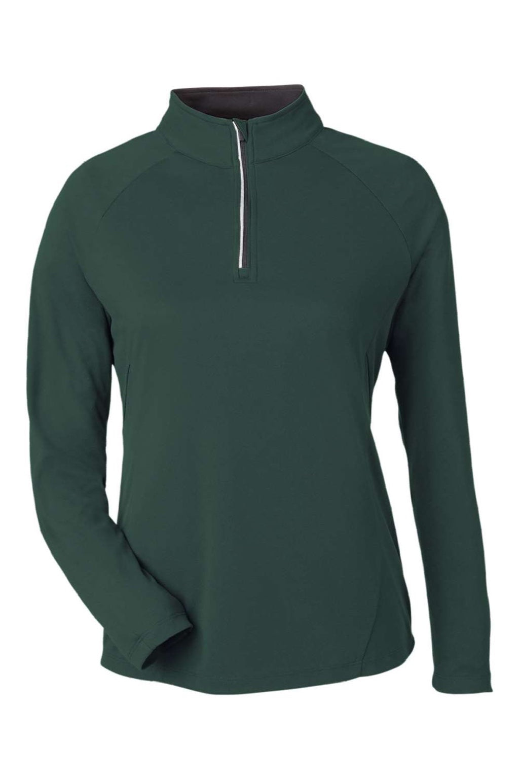 Core 365 CE418W Womens Origin Performance Pique 1/4 Zip Sweatshirt Forest Green/Carbon Grey Flat Front