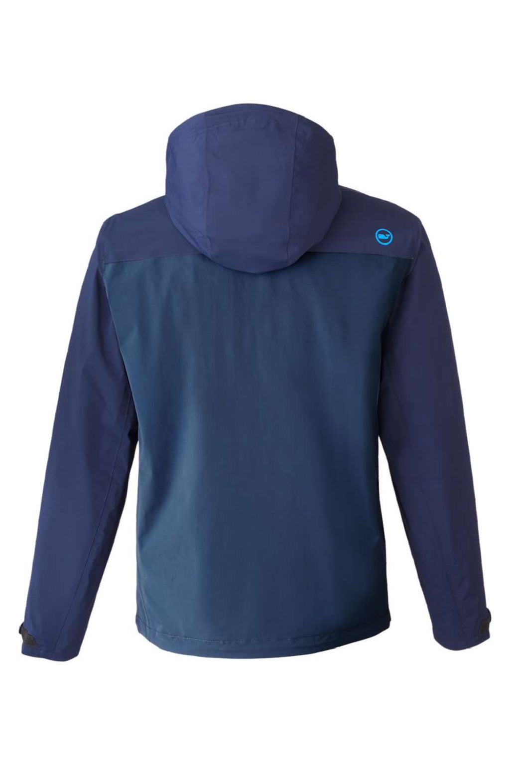 Vineyard Vines O001647 Mens On The Go Packable Full Zip Hooded Rain Jacket Navy Blue Blazer Flat Back