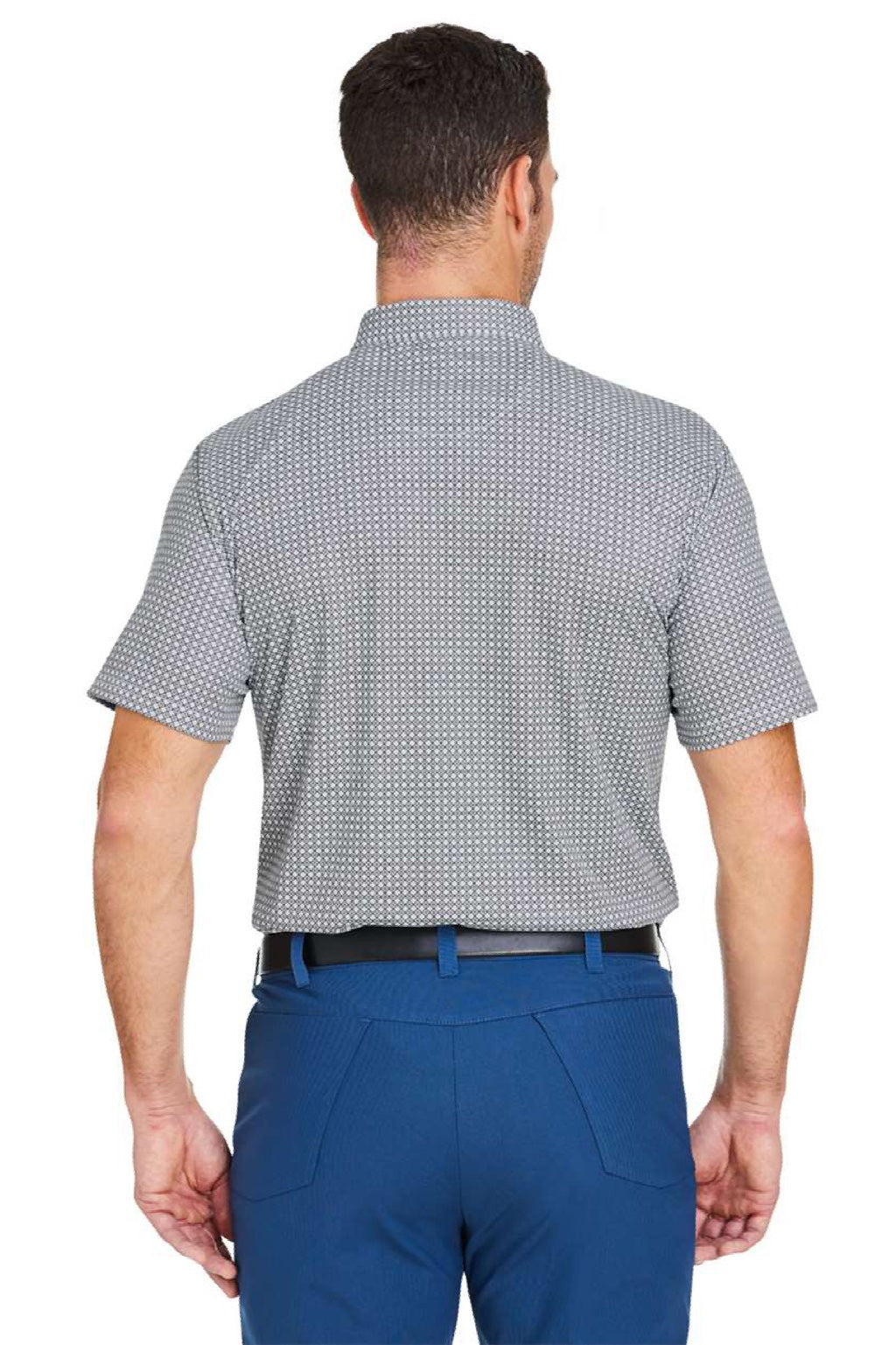 Swannies Golf SW2200 Mens Tanner Printed Short Sleeve Polo Shirt Glacier/Black Model Back
