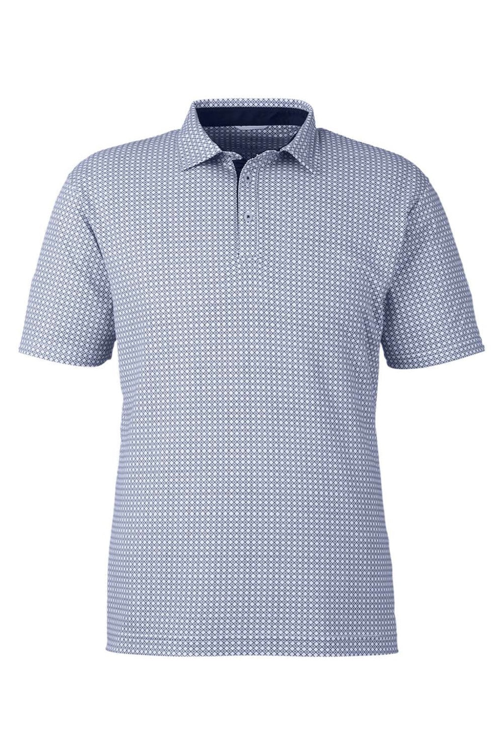 Swannies Golf SW2200 Mens Tanner Printed Short Sleeve Polo Shirt Navy Blue Flat Front