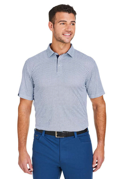 Swannies Golf SW2200 Mens Tanner Printed Short Sleeve Polo Shirt Navy Blue Model Front