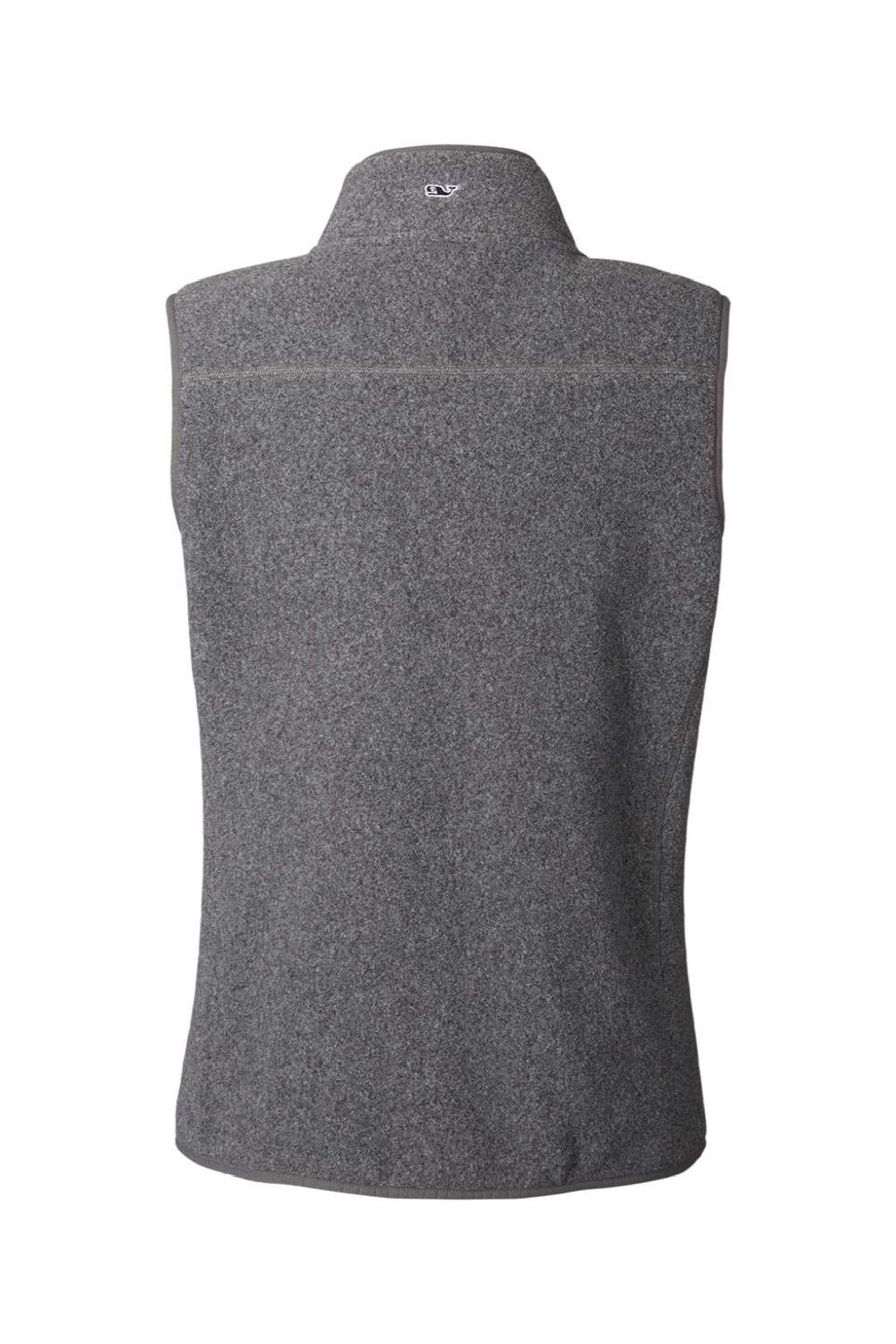 Vineyard Vines O001412 Womens Harbor Fleece Full Zip Vest Heather Charcoal Grey Flat Back