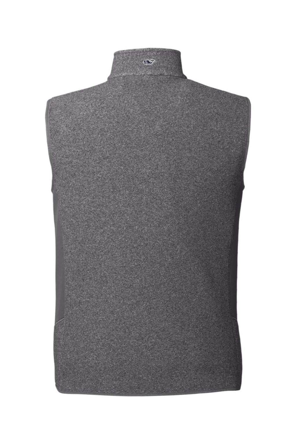 Vineyard Vines O001401 Mens Harbor Fleece Full Zip Vest Heather Charcoal Grey Flat Back