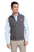 Vineyard Vines O001401 Mens Harbor Fleece Full Zip Vest Heather Charcoal Grey Model Front