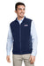 Vineyard Vines O001401 Mens Harbor Fleece Full Zip Vest Vineyard Navy Blue Model Front