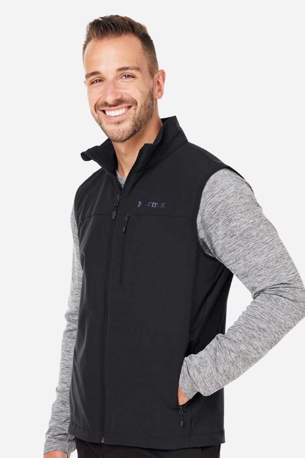 Marmot M16078 Mens Tempo Full Zip Vest Black Model Side