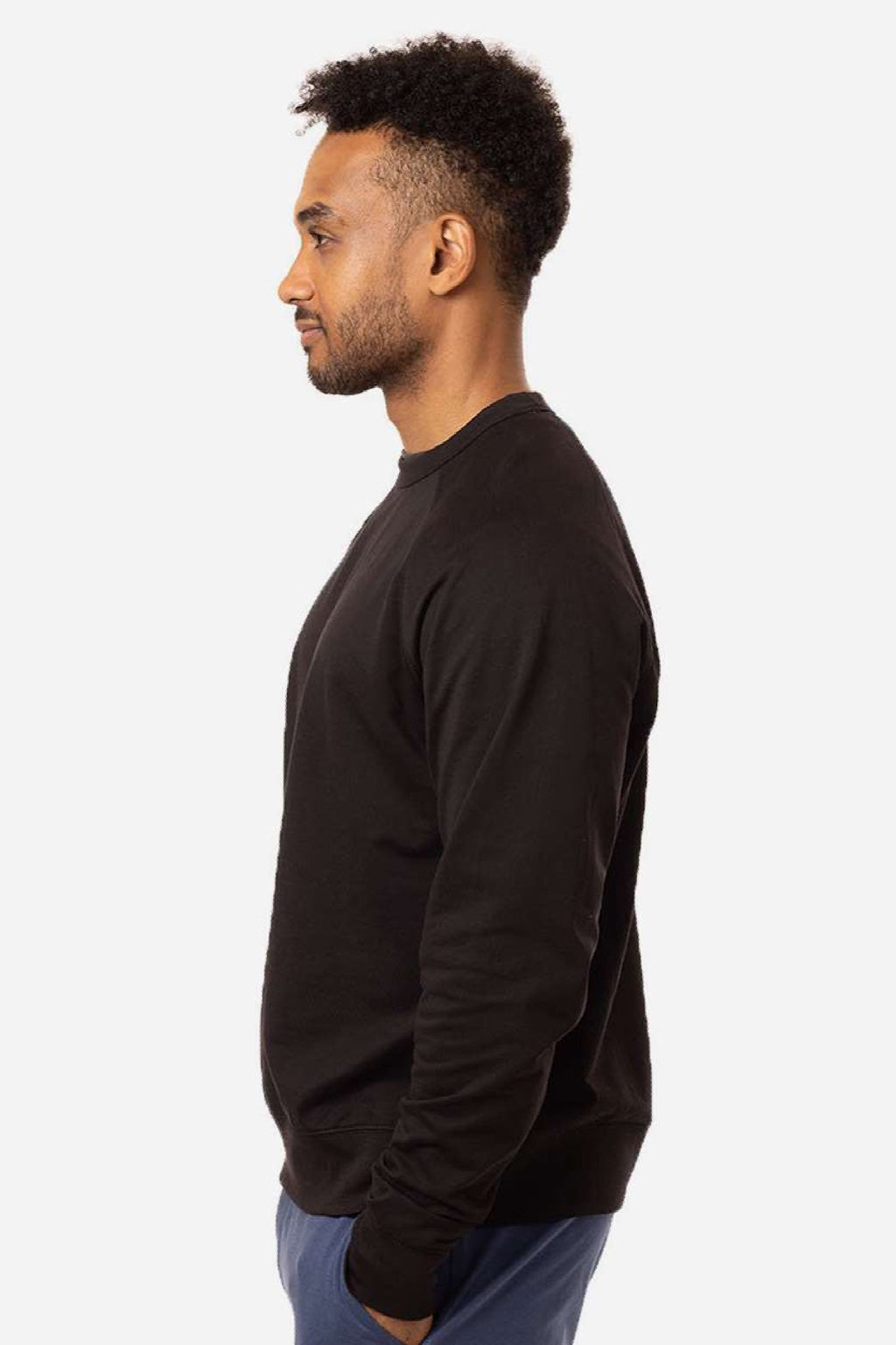Econscious ec5200 Mens Motion Crewneck Sweatshirt Black Model Side