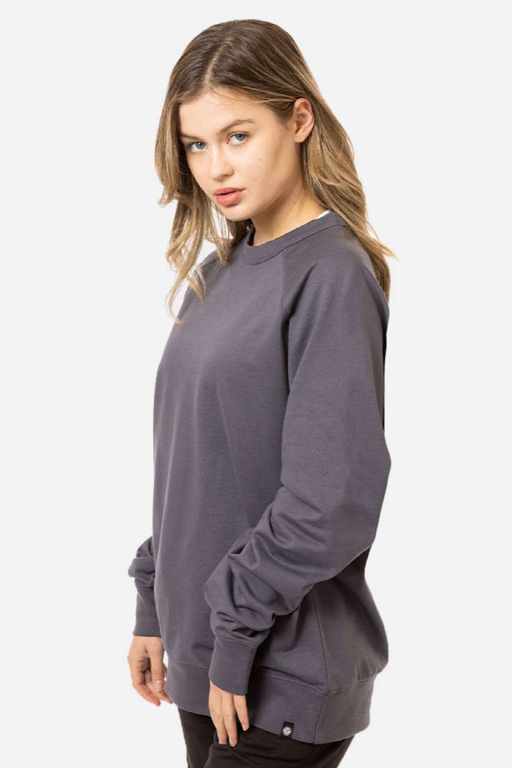 Econscious ec5200 Mens Motion Crewneck Sweatshirt Graphite Grey Model Side