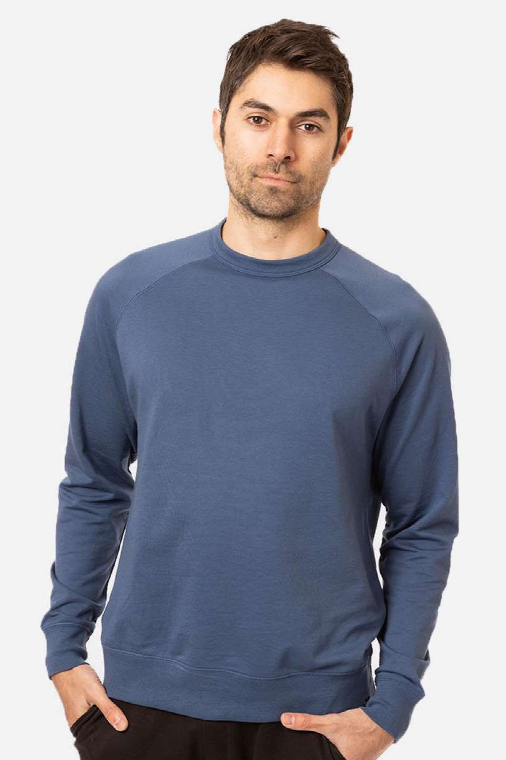 Econscious ec5200 Mens Motion Crewneck Sweatshirt Pacific Blue Model Front