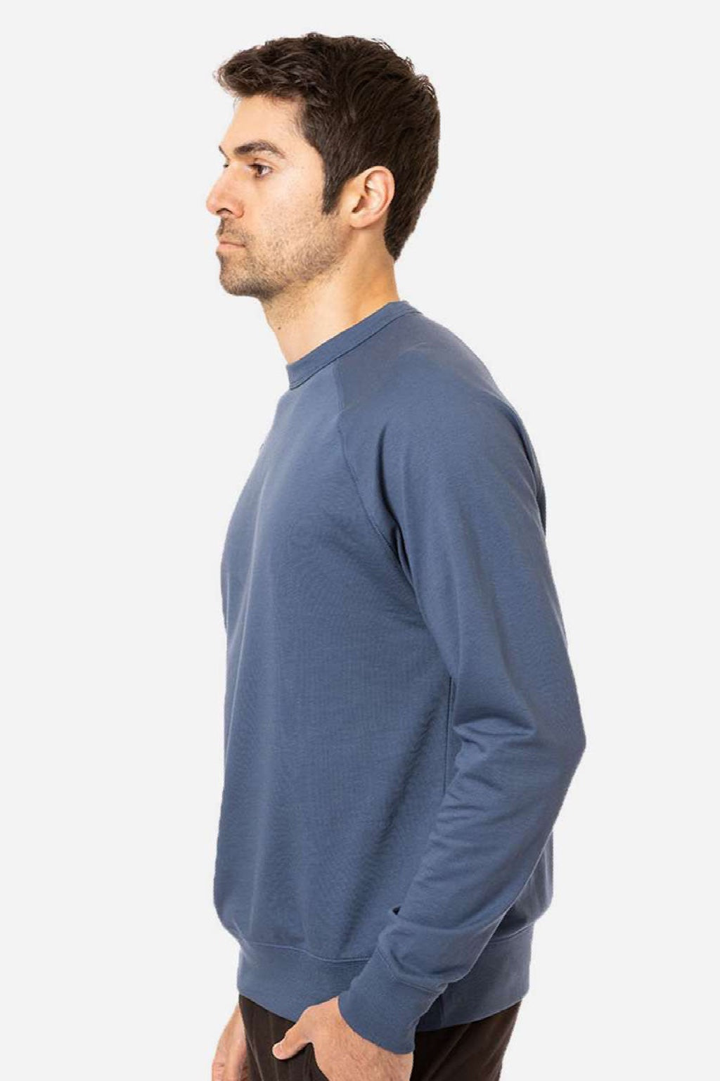 Econscious ec5200 Mens Motion Crewneck Sweatshirt Pacific Blue Model Side