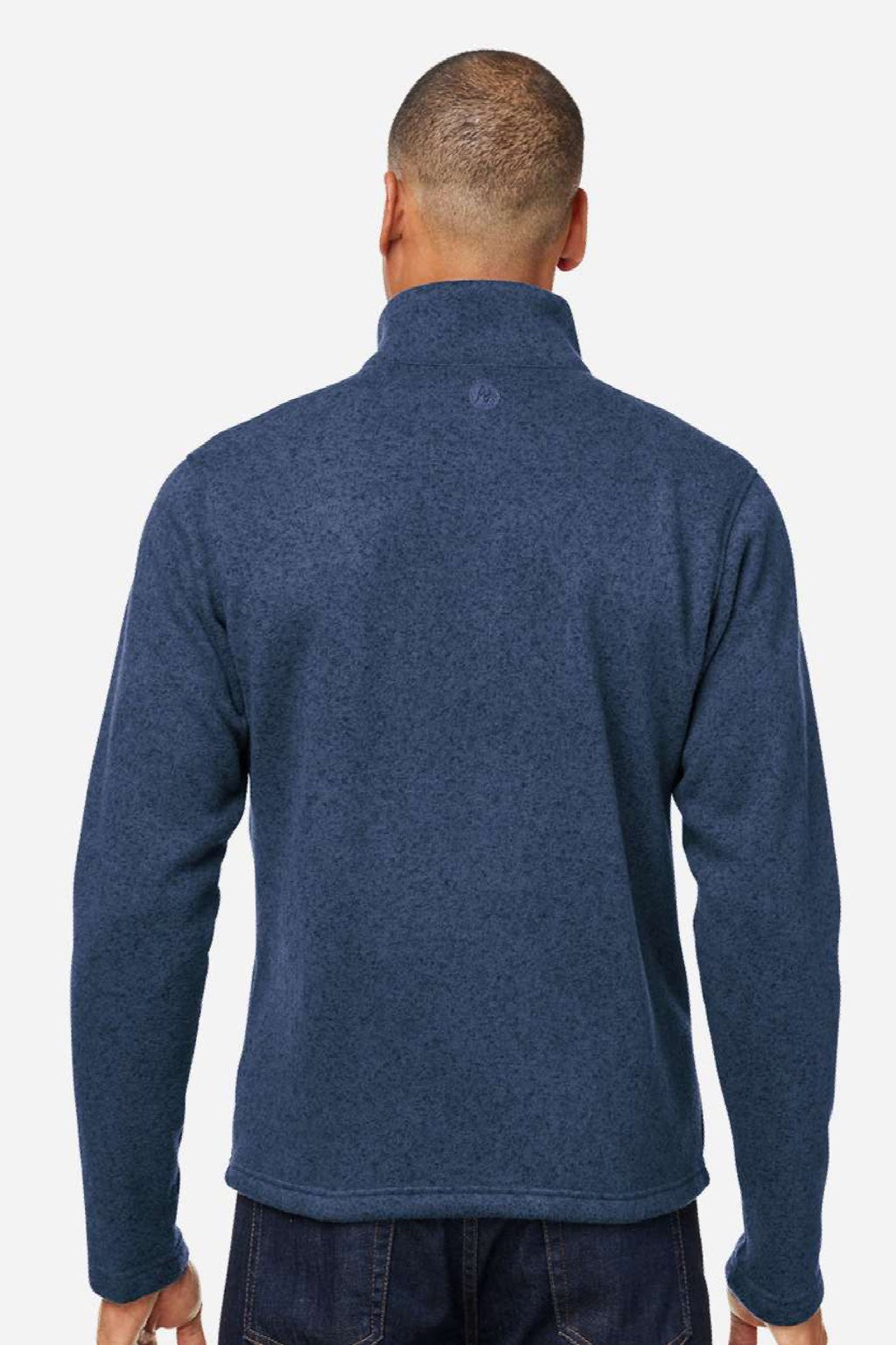 Marmot M16223 Mens Drop Line Fleece Full Zip Jacket Heather Arctic Navy Blue Model Back