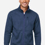 Marmot Mens Drop Line Fleece Full Zip Jacket - Heather Arctic Navy Blue - New