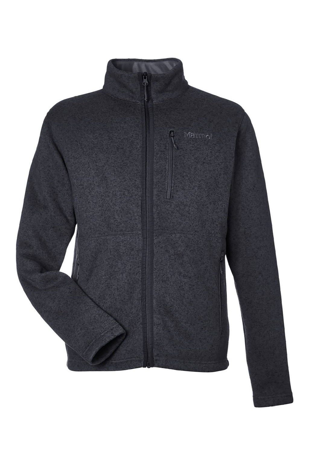 Marmot M16223 Mens Drop Line Fleece Full Zip Jacket Heather Black Flat Front