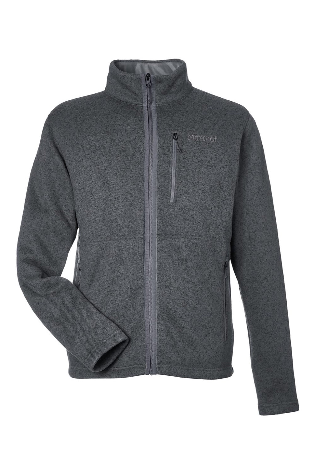 Marmot M16223 Mens Drop Line Fleece Full Zip Jacket Heather Steel Onyx Grey Flat Front