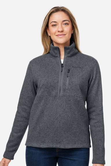 Marmot M16248 Womens Drop Line Fleece 1/4 Zip Jacket Heather Steel Onyx Grey Model Front