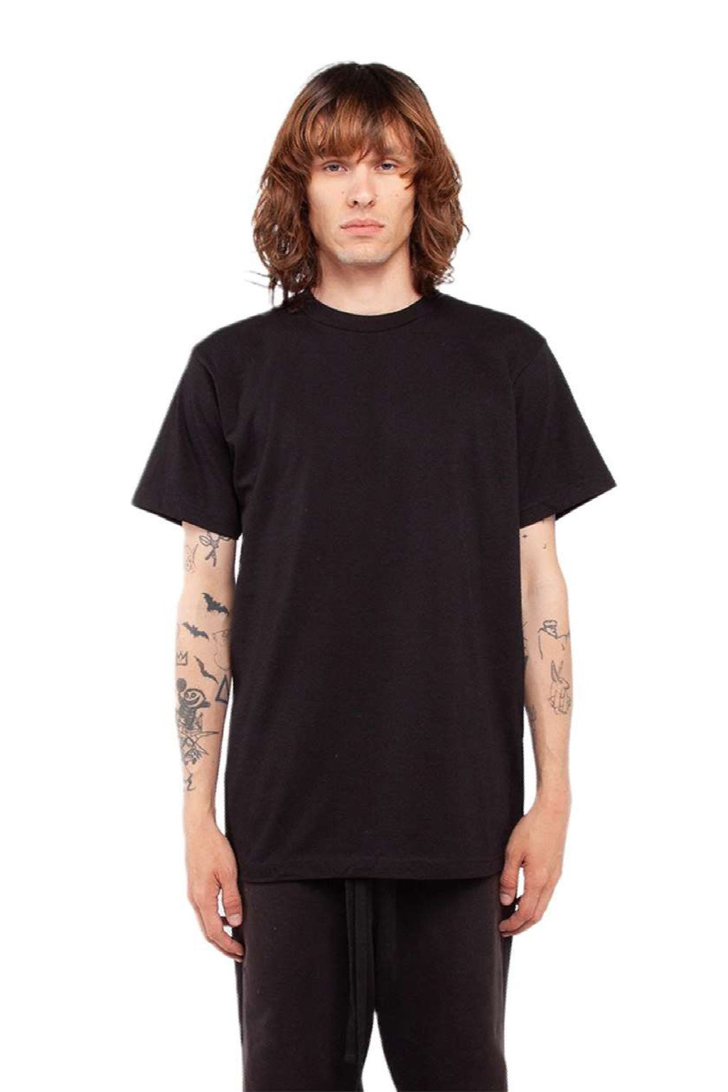 Shaka Wear SHASS Mens Active Short Sleeve Crewneck T-Shirt Black Model Front