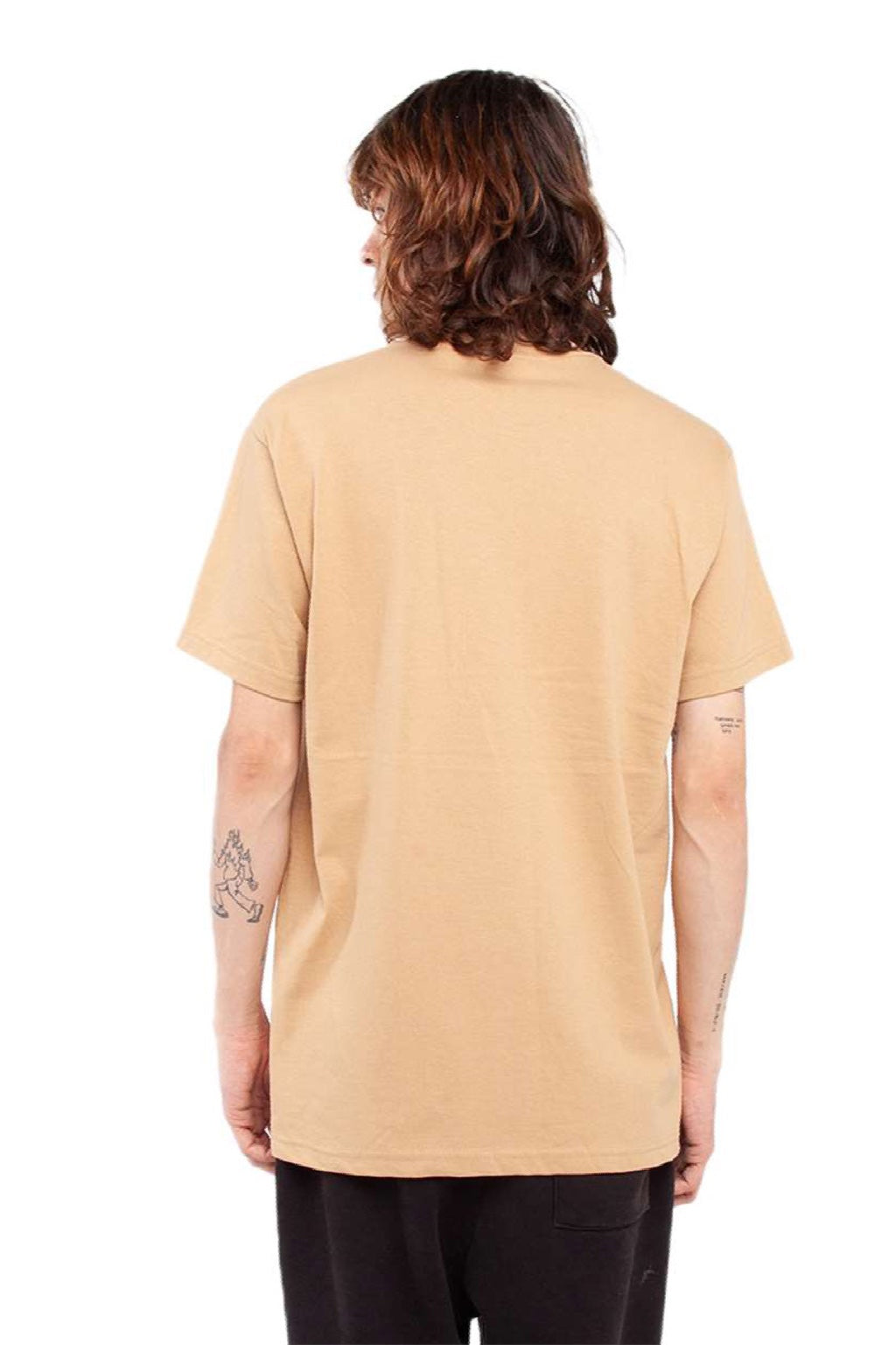 Shaka Wear SHASS Mens Active Short Sleeve Crewneck T-Shirt Khaki Model Back