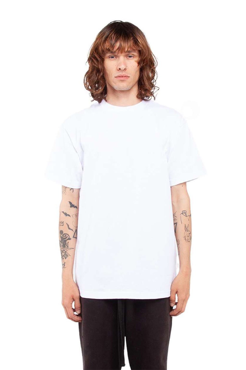 Shaka Wear SHASS Mens Active Short Sleeve Crewneck T-Shirt White Model Front