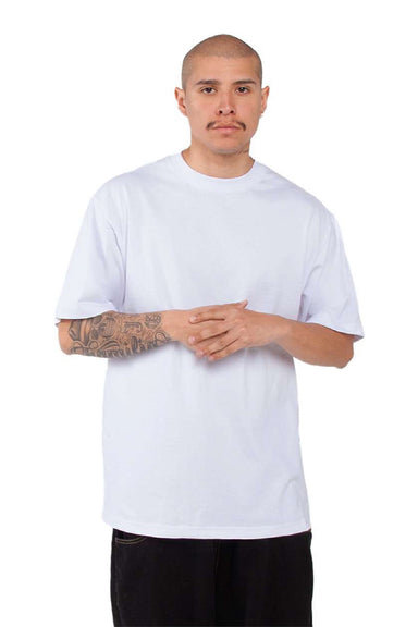 Shaka Wear SHMHSS Mens Max Heavyweight Short Sleeve Crewneck T-Shirt White Model Front
