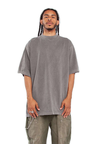 Shaka Wear SHGD Mens Garment Dyed Short Sleeve Crewneck T-Shirt Cement Grey Model Front