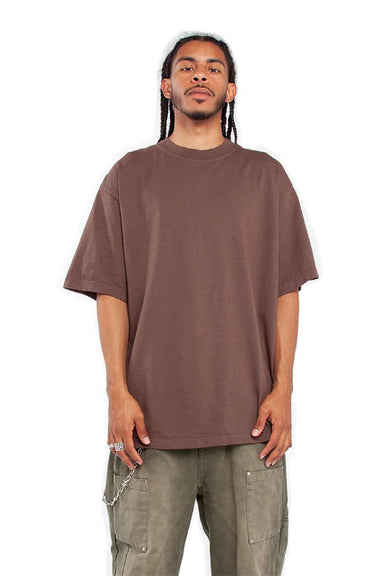 Shaka Wear SHGD Mens Garment Dyed Short Sleeve Crewneck T-Shirt Mocha Brown Model Front