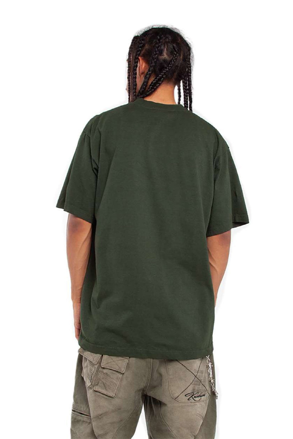 Shaka Wear SHGD Mens Garment Dyed Short Sleeve Crewneck T-Shirt Moss Green Model Back