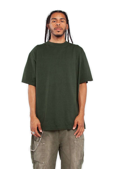 Shaka Wear SHGD Mens Garment Dyed Short Sleeve Crewneck T-Shirt Moss Green Model Front