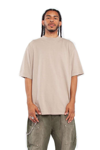 Shaka Wear SHGD Mens Garment Dyed Short Sleeve Crewneck T-Shirt Oatmeal Model Front