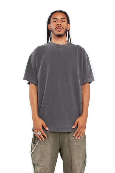 Shaka Wear SHGD Mens Garment Dyed Short Sleeve Crewneck T-Shirt Shadow Grey Model Front