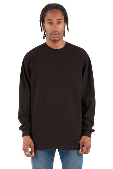 Shaka Wear SHMHLS Mens Max Heavyweight Long Sleeve Crewneck T-Shirt Black Model Front