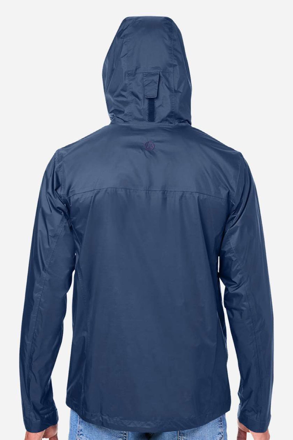 Marmot M15881 Mens PreCip Eco Full Zip Rain Jacket Arctic Navy Blue Model Back