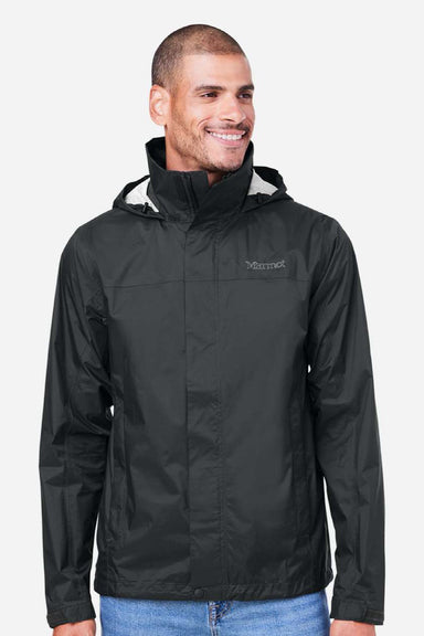 Marmot M15881 Mens PreCip Eco Full Zip Rain Jacket Black Model Front