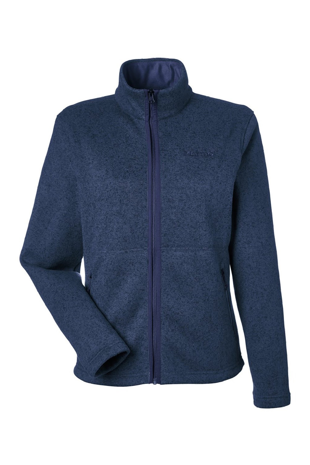 Marmot M16250 Womens Drop Line Fleece Full Zip Jacket Heather Arctic Navy Blue Flat Front