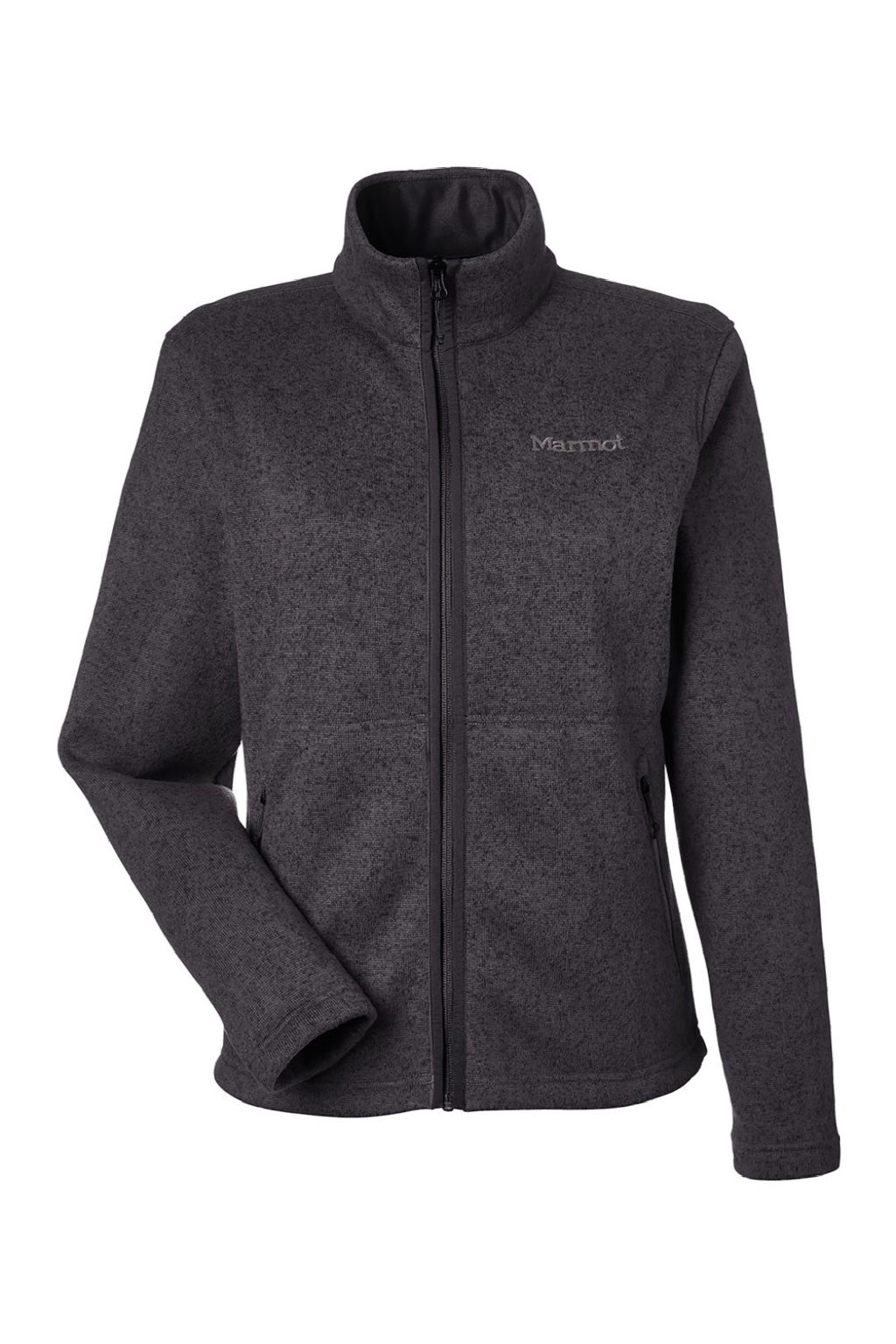 Marmot M16250 Womens Drop Line Fleece Full Zip Jacket Heather Black Flat Front