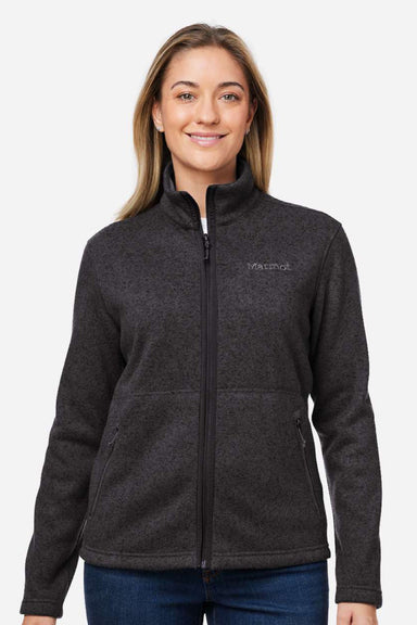 Marmot M16250 Womens Drop Line Fleece Full Zip Jacket Heather Black Model Front