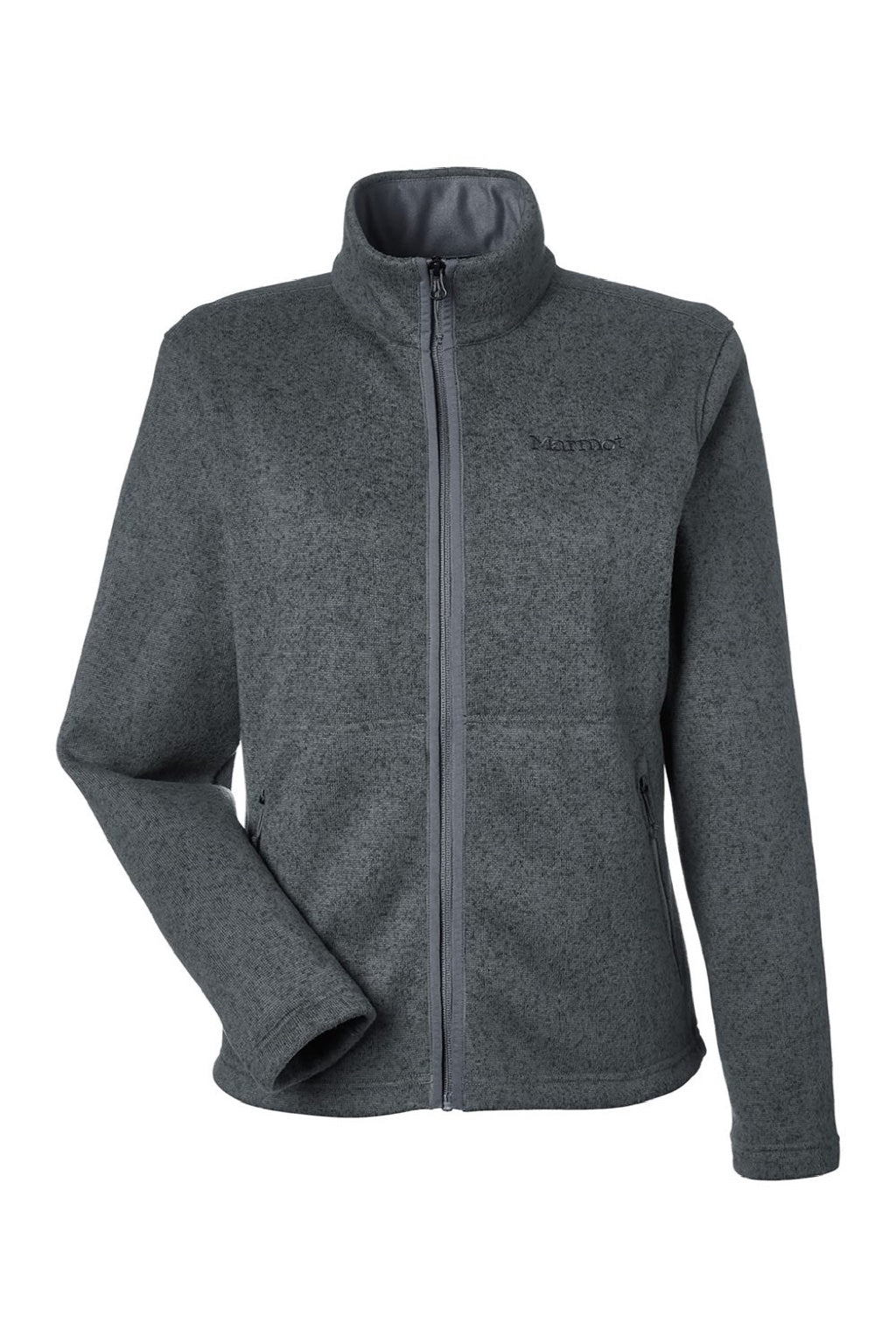 Marmot M16250 Womens Drop Line Fleece Full Zip Jacket Heather Steel Onyx Grey Flat Front