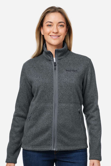 Marmot M16250 Womens Drop Line Fleece Full Zip Jacket Heather Steel Onyx Grey Model Front