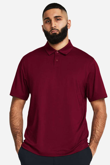 Under Armour 1383255 Mens Recycled Short Sleeve Polo Shirt Cardinal Red/White Model Front