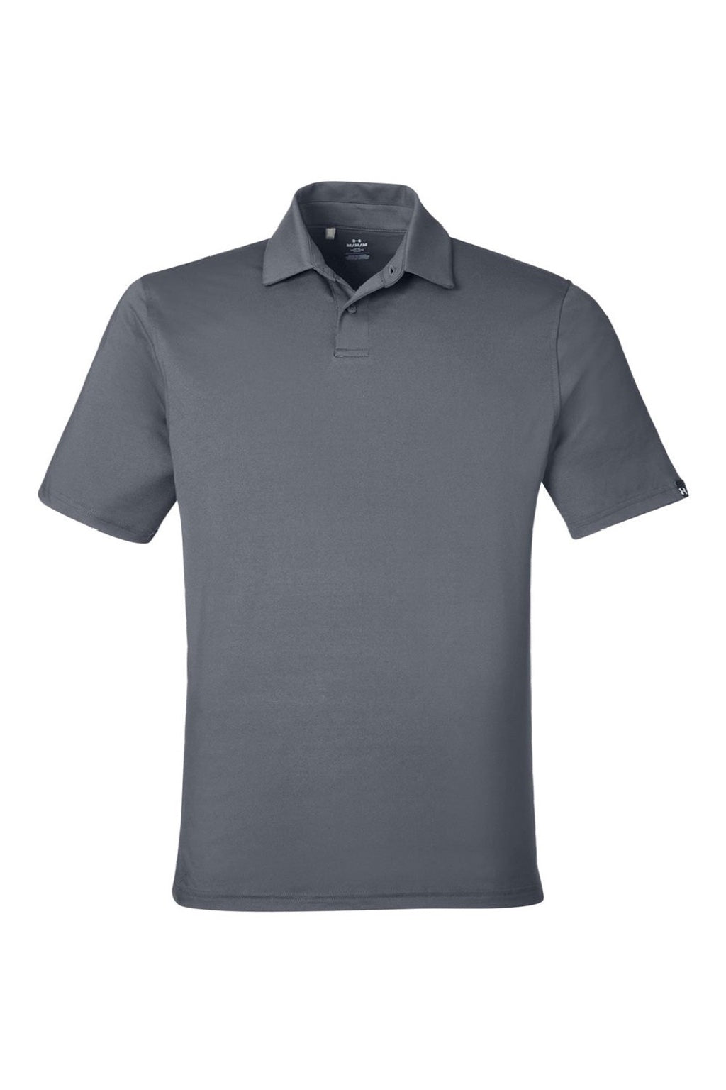 Under Armour 1383255 Mens Recycled Short Sleeve Polo Shirt Castlerock Grey/White Flat Front
