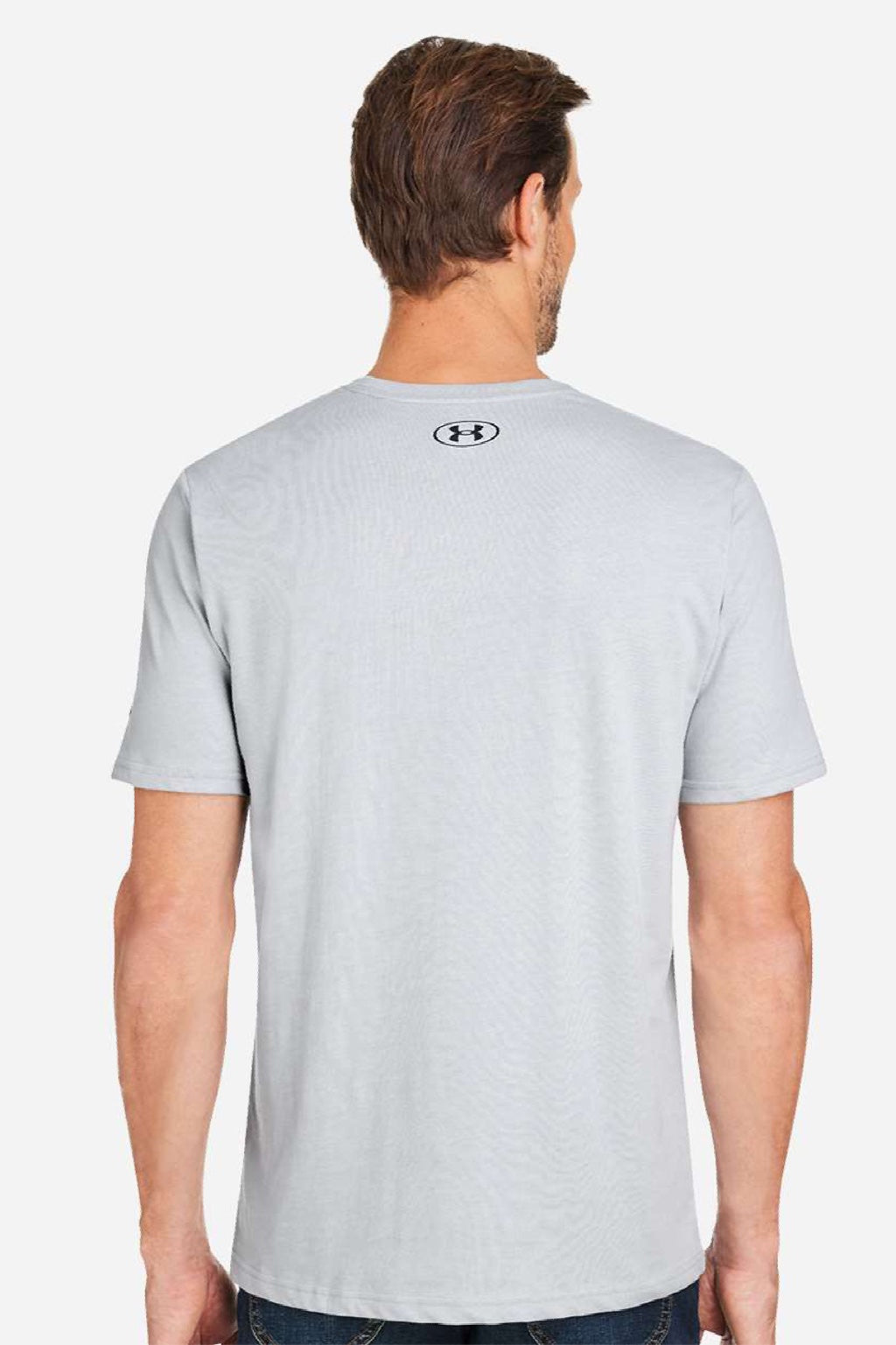 Under Armour 1383264 Mens Athletic 2.0 Short Sleeve Crewneck T-Shirt Heather Mod Medium Grey/Black Model Back
