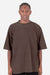 Shaka Wear SHGDD Mens Garment Dyed Drop Shoulder Short Sleeve Crewneck T-Shirt Mocha Brown Model Front