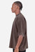 Shaka Wear SHGDD Mens Garment Dyed Drop Shoulder Short Sleeve Crewneck T-Shirt Mocha Brown Model Side