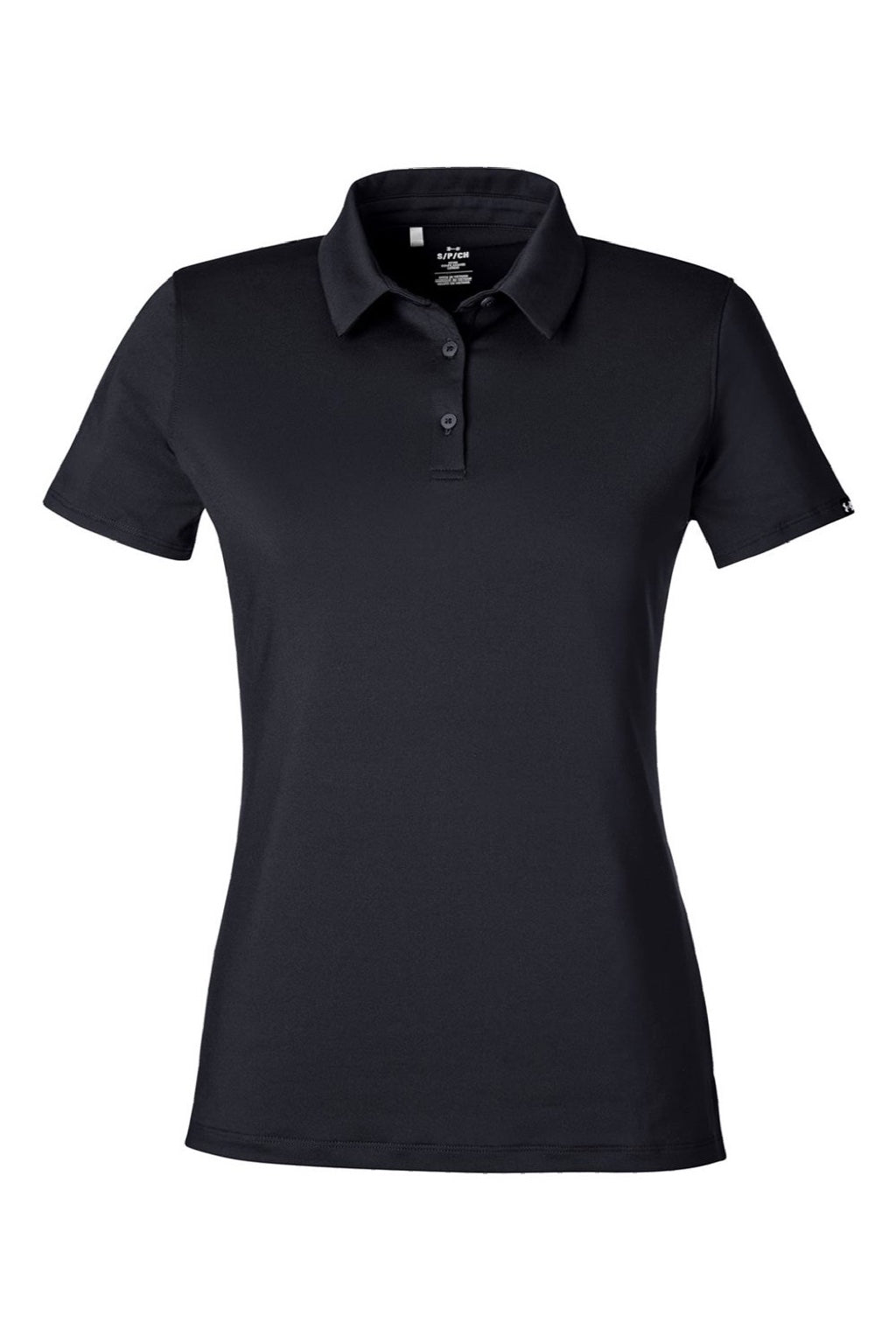 Under Armour 1385910 Womens Recycled Short Sleeve Polo Shirt Black/Black Flat Front