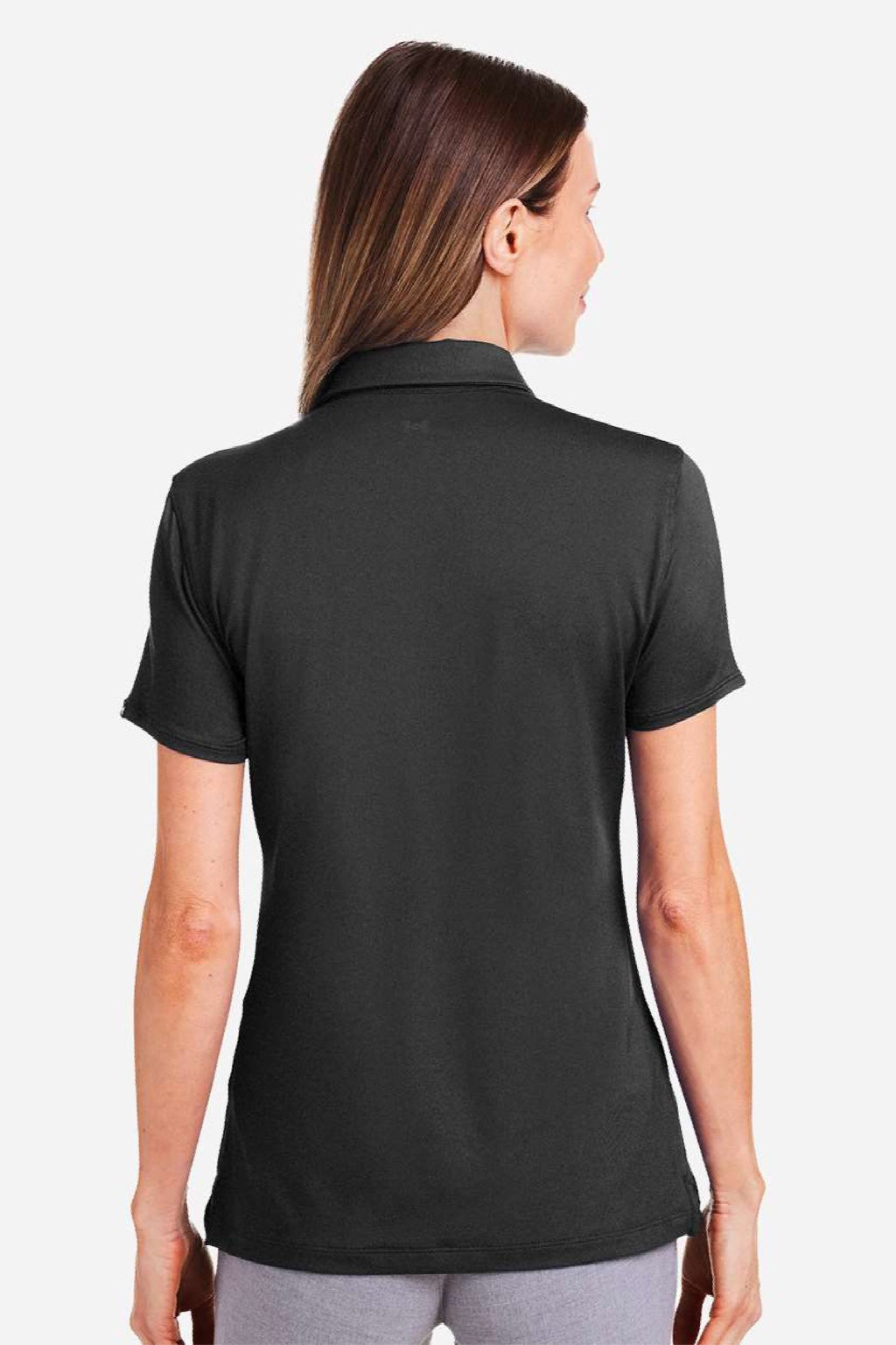 Under Armour 1385910 Womens Recycled Short Sleeve Polo Shirt Black/Black Model Back